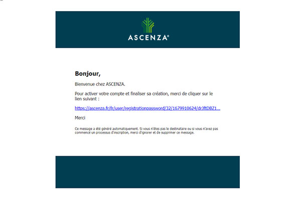 Creer compte dans ascenza