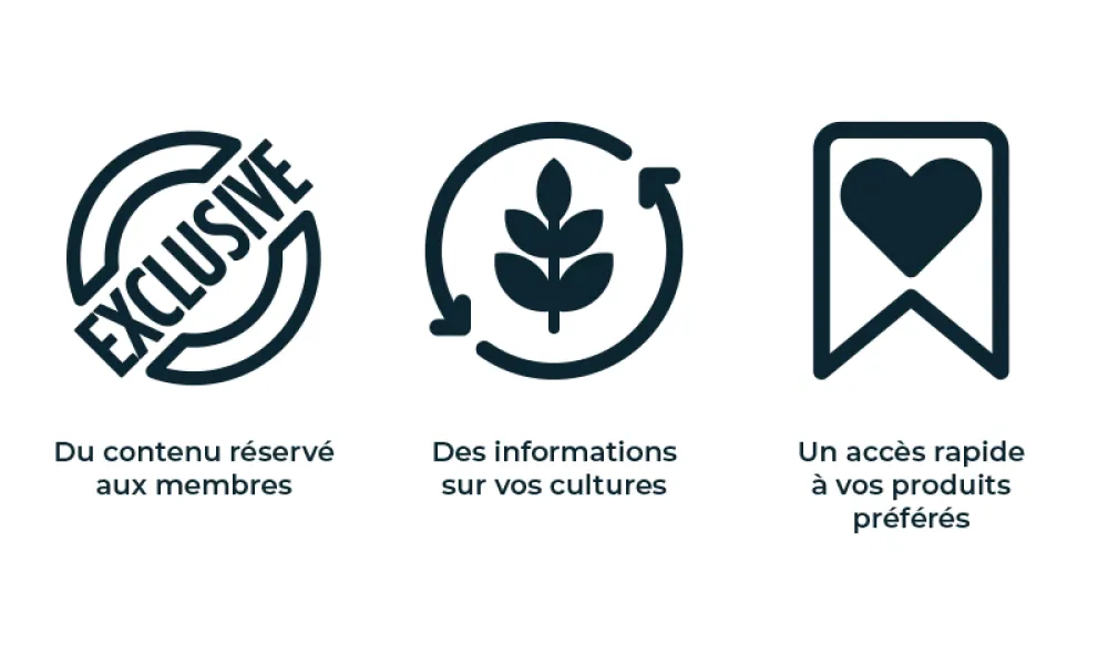 Du contenu réservé aux membres Des informations sur vos cultures Un accès rapide à vos produits préférés