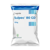Une vue de face d'un sac de 25 kilos du produit Sulpec 80 GD. L'emballage est de couleur bleu et blanche