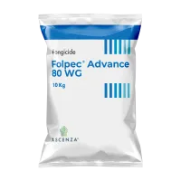 Une vue de face d'un sac de 10 kilos du produit Folpec Advance 80 WG. L'emballage est de couleur bleu et blanche