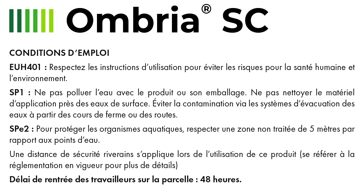 Informations sur les conditions d'application d'Ombria SC
