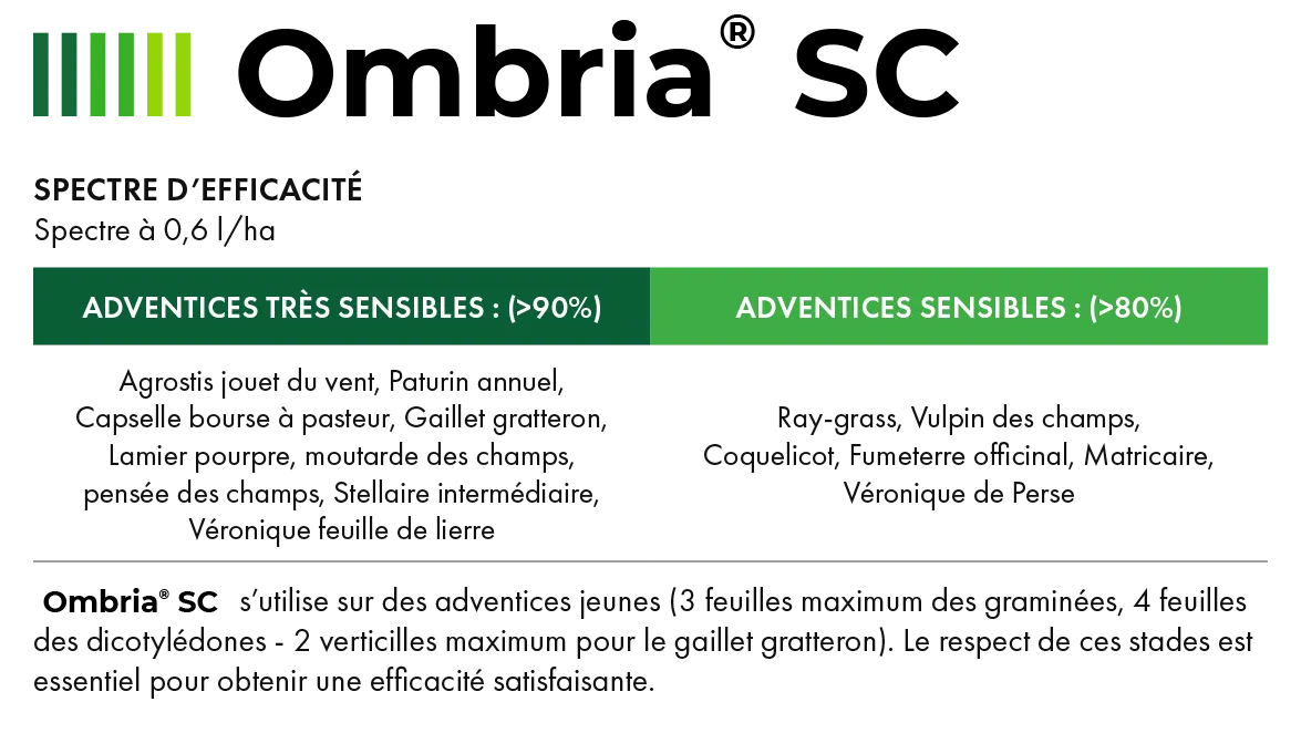 Informations sur le spectre d'efficacité d'Ombria SC